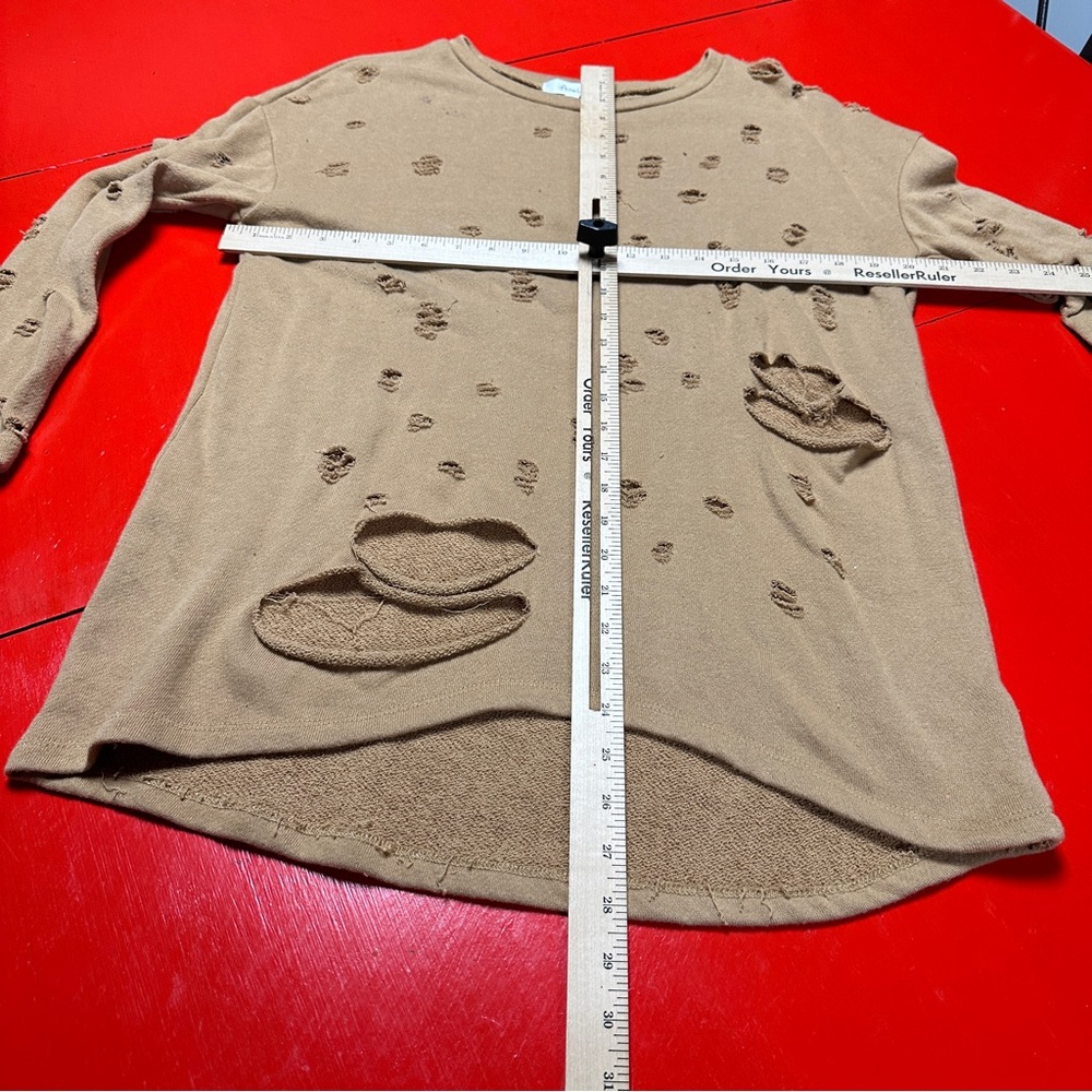 ACTIVE USA DISTRESSED COGNAC DISTRESSED LONG TOP - Picture 6 of 6